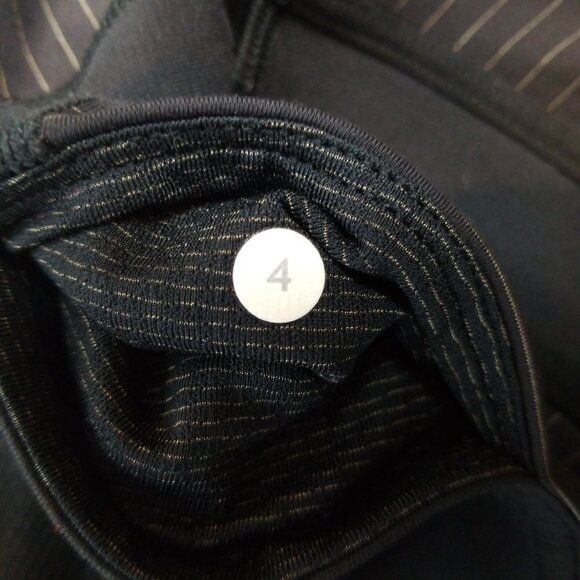 lululemon conduit crop black stripe low rise  leggings size 4 - Picture 3 of 7